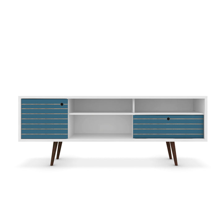 Darryl TV Stand Zipcode Design™ Color: White/Aqua Blue