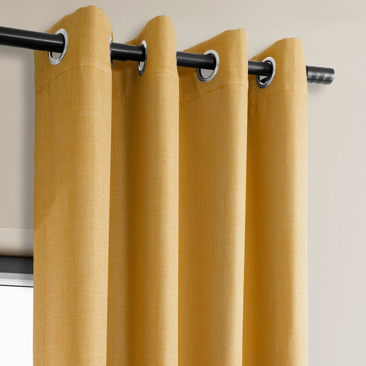 Oneridge Room Darkening Faux Linen Curtains for Bedroom Grommet Living Room Curtain for Window Single Panel Latitude Run® Curtain Color: Dandelion Gold Size per Panel: 50" W x 84" L