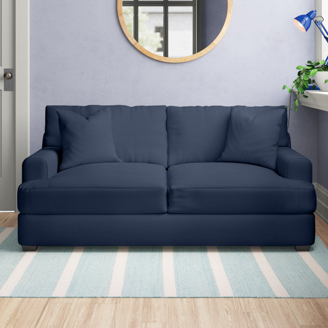 Emilio 65" Recessed Arm Loveseat With Reversible Cushions Wayfair Custom Upholstery™ Fabric: Nave Marine Performance Distressed Velvet