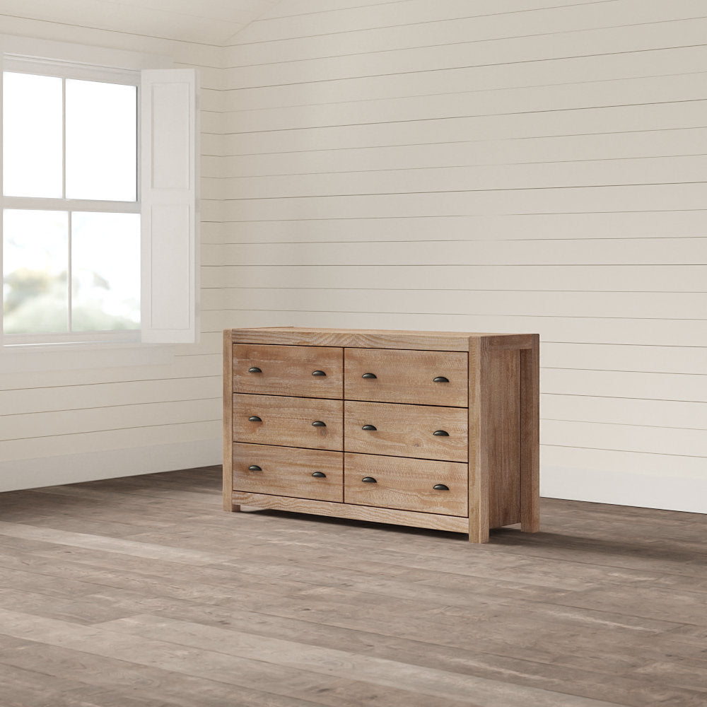 Montauk 6 Drawer Double Dresser Grain Wood Furniture Color: Driftwood