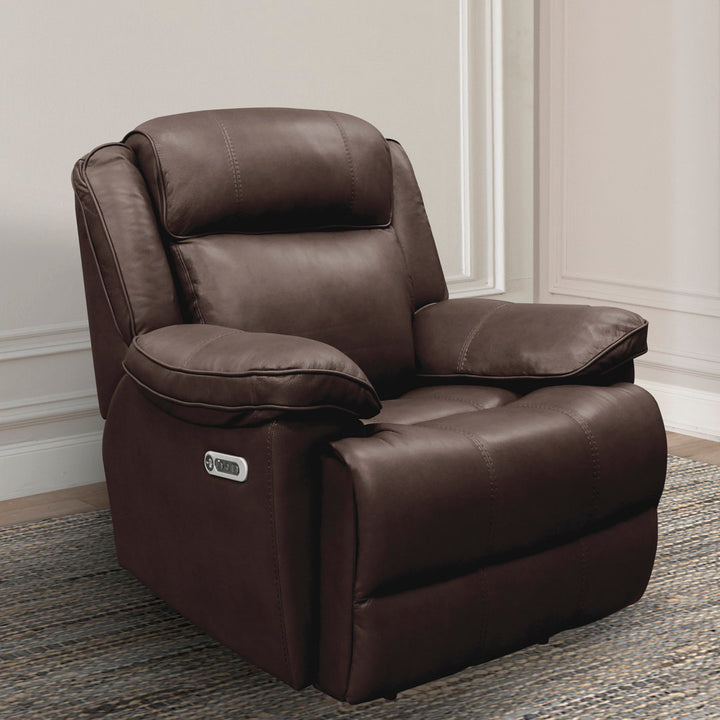 Milladore 41" Wide Genuine Leather Power Glider Standard Recliner Lark Manor™ Body Fabric: Brown