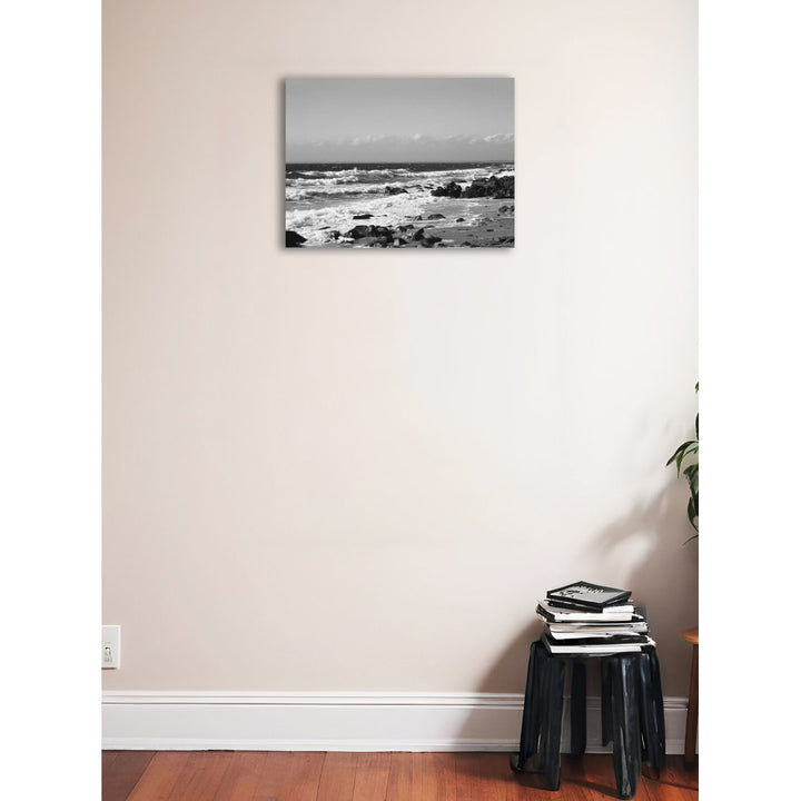 'Photo of Black and White Waves Beach Scene' Joseph Condon Photographic Print on Wrapped Canvas Buy Art For Less Size: 18" H x 24" W x 1.5" D