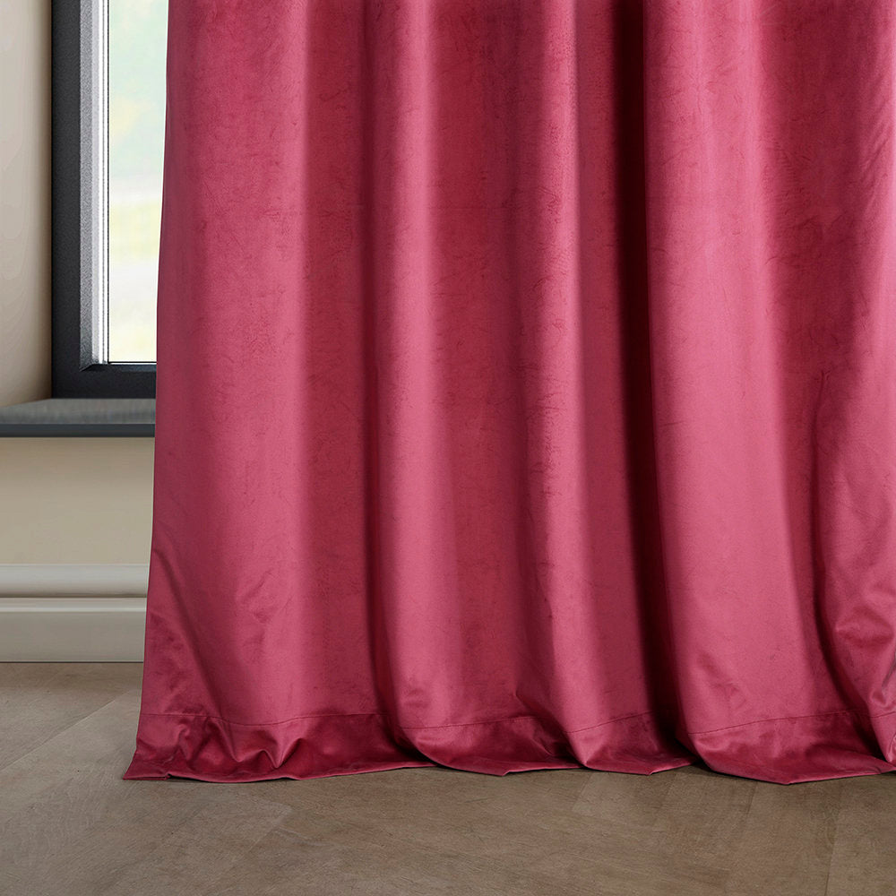 Matra Plush Velvet Curtains for Bedroom - Room Darkening Curtains for Living Room Window Single Panel AllModern Curtain Color: Dark Pink Size per Panel: 50" W x 84" L