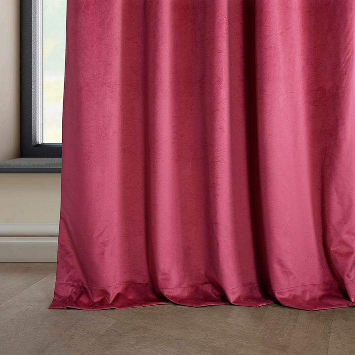 Matra Plush Velvet Curtains for Bedroom - Room Darkening Curtains for Living Room Window Single Panel AllModern Curtain Color: Dark Pink Size per Panel: 50" W x 84" L