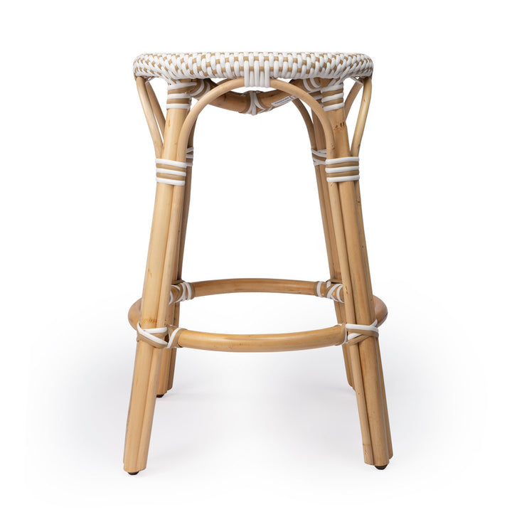 Alastair Bar & Counter Stool Birch Lane™ Color: White/Tan Dot/Natural Rattan Frame Seat Height: Counter Stool (24" Seat Height)
