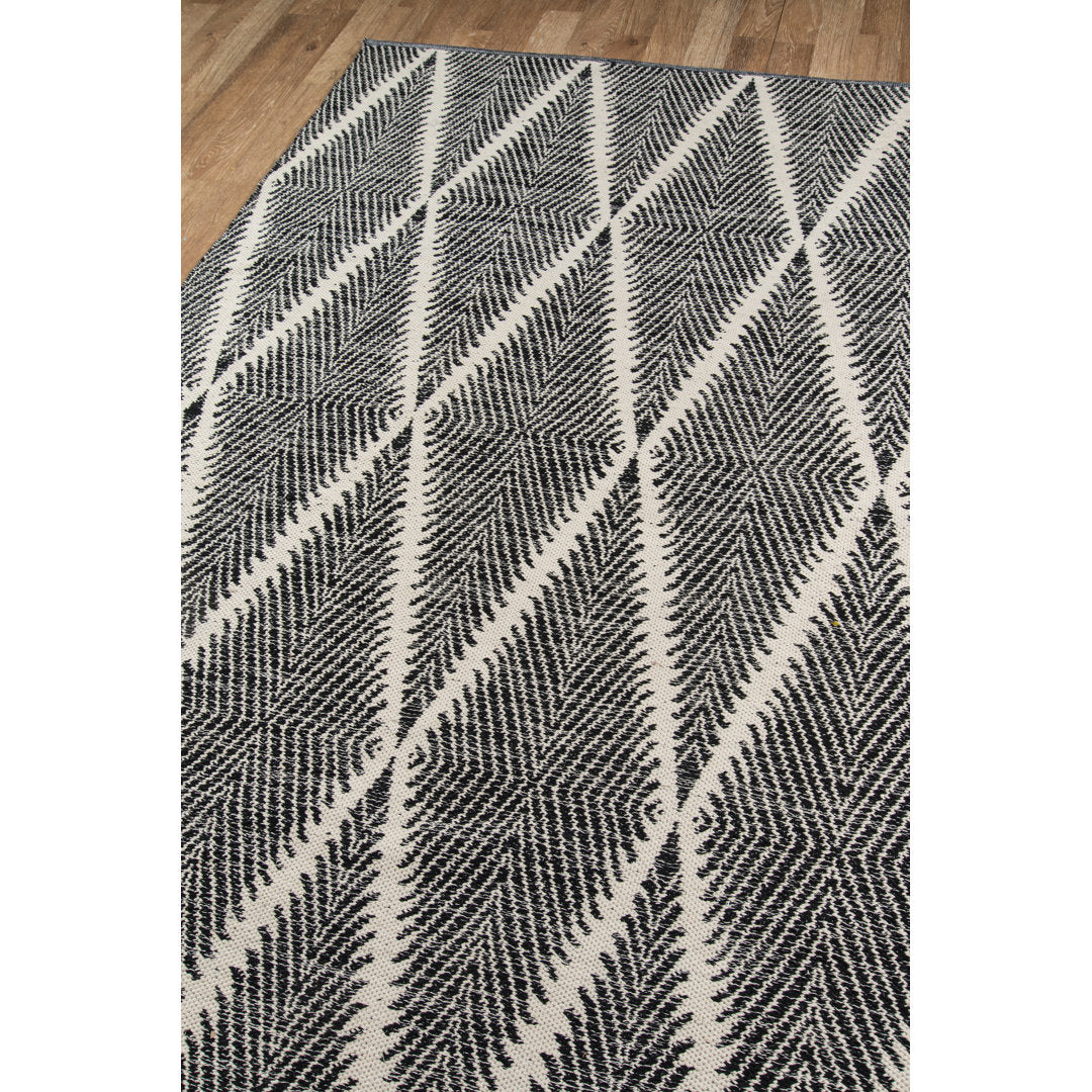 River Geometric Handmade Flatweave Black/Ivory Indoor/Outdoor Area Rug Erin Gates by Momeni Rug Size: Rectangle 2' x 3'