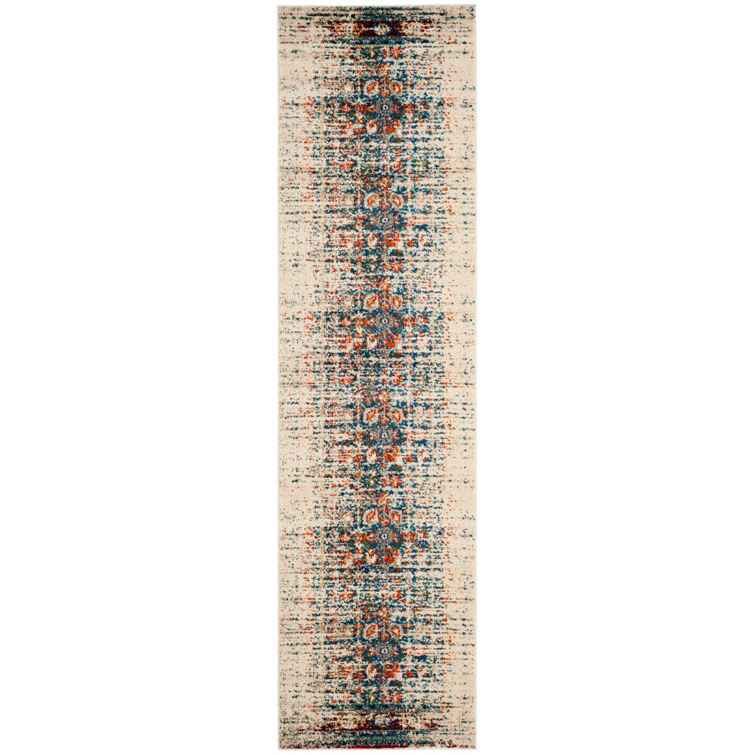Hertzler Floral Ivory/Blue Area Rug Langley Street® Rug Size: Runner 2'2" x 14'