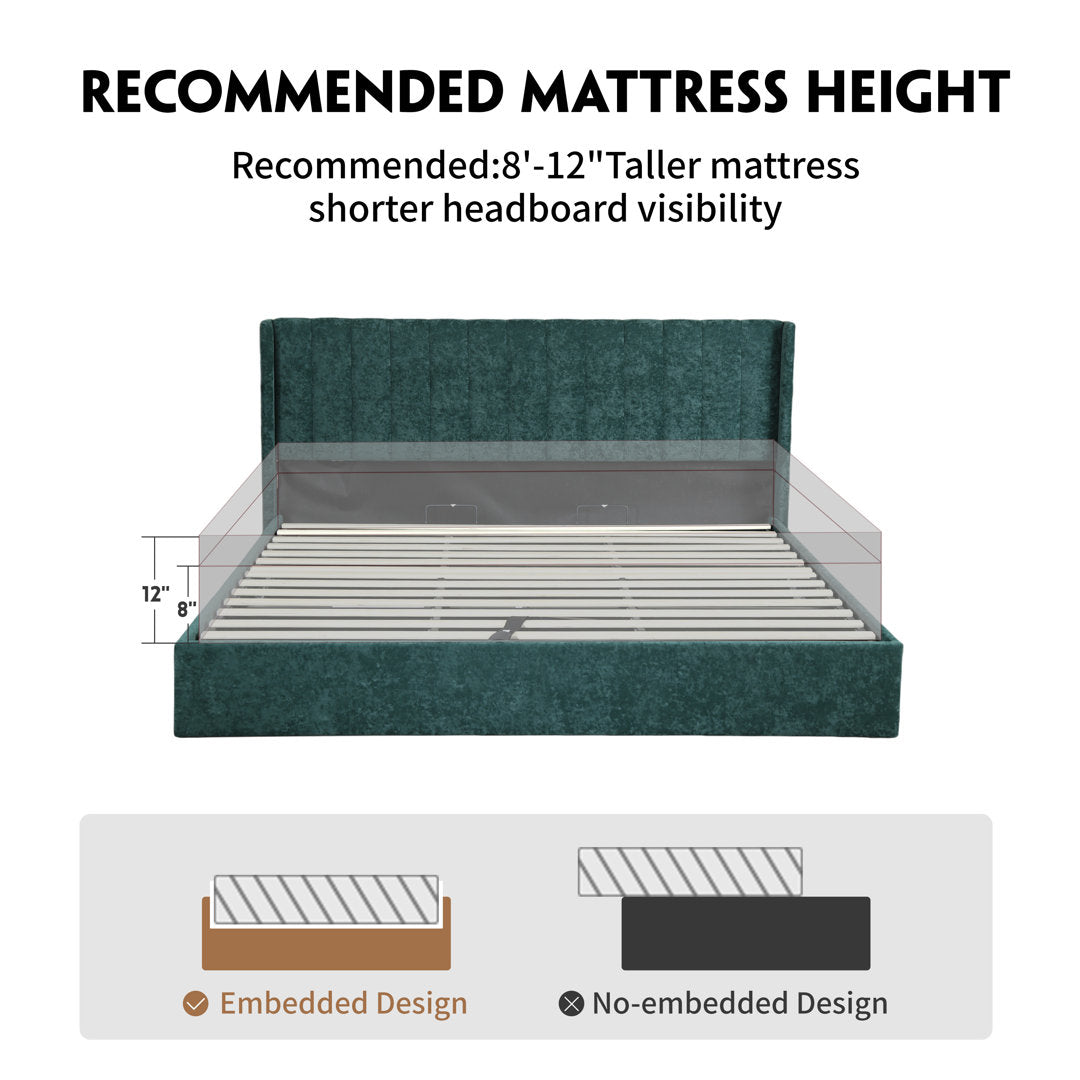 Daizia Lift Up Storage Platform Bed with Wingback Headboard Latitude Run® Color: Green Size: King