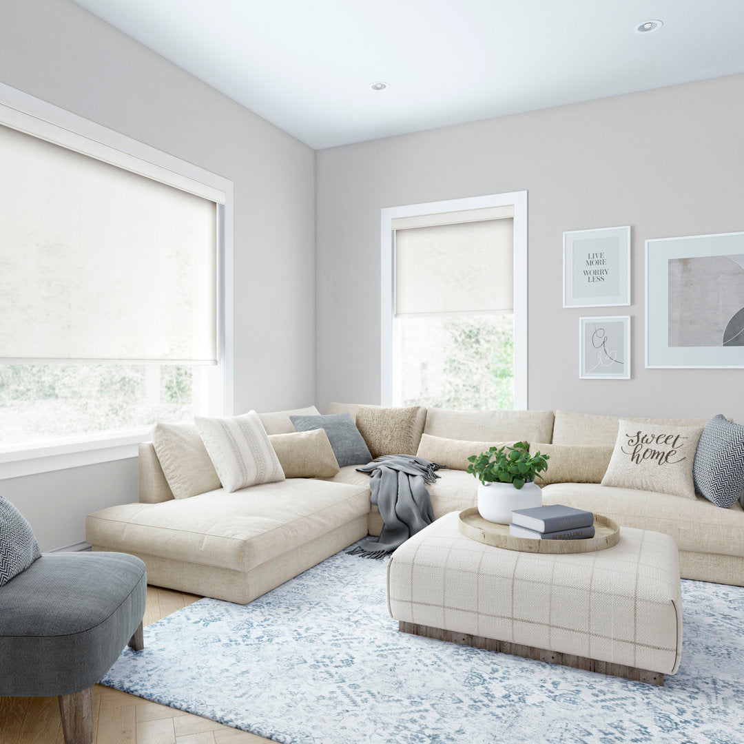 LEVOLOR Custom Cordless Light Filtering Roller Shades, Heathered in Whisper LEVOLOR Width: 63.25"W, Length: 36"L