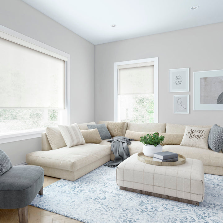 LEVOLOR Custom Cordless Light Filtering Roller Shades, Heathered in Whisper LEVOLOR Width: 63.25"W, Length: 36"L