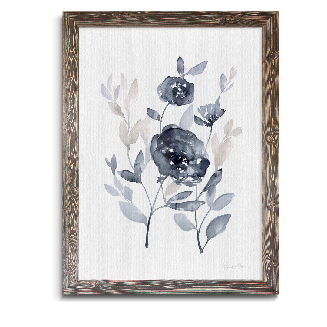 Peonies In Gray II' - Picture Frame Print on Glass Winston Porter Size: 32" H x 44" W x 1.25" D Format: Framed Espresso Canvas
