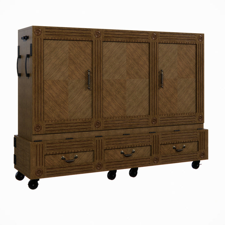 Imperial Queen Solid Wood Rolling Cabinet Bed with Mattress Red Barrel Studio® Color: Brown