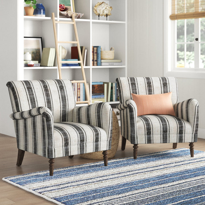 Lila Upholstered Armchair with Solid Wood Legs (Set of 2) Sand & Stable™ Fabric: Black Polyester
