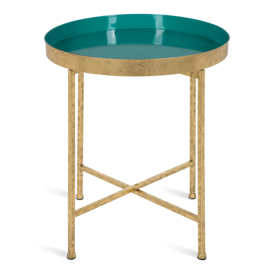 Ekta Tray Top Cross Legs End Table Willa Arlo™ Interiors Table Base Color: Gold, Table Top Color: Teal