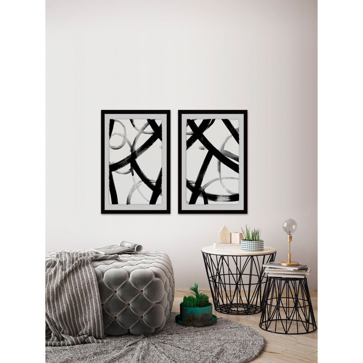 Monochrome Ripple Diptych' 2 Piece Framed Print Set Orren Ellis Size: 45" H x 30" W x 1.5" L