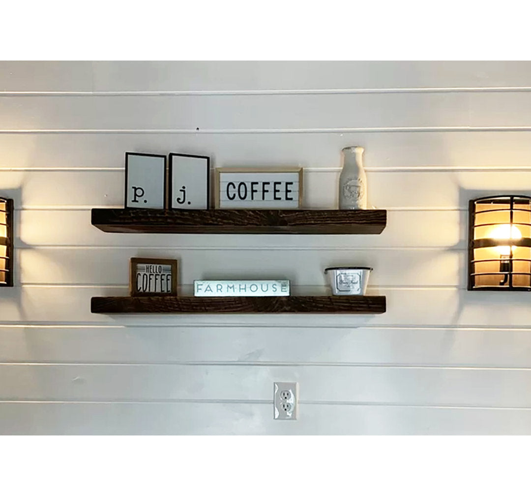 Eneas Pine Solid Wood Floating Shelf Millwood Pines Size: 2" H x 36" W x 6" D Finish: Black