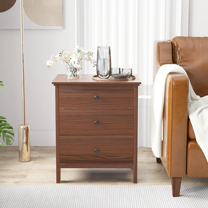 Aeihso 3 - Drawer End Table Nightstand Beside Accent Table Brown Bedroom Red Barrel Studio®