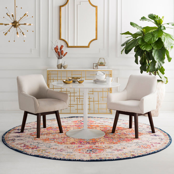 Hillsby Oriental Blue/Orange Area Rug Mistana™ Rug Size: Round 10'