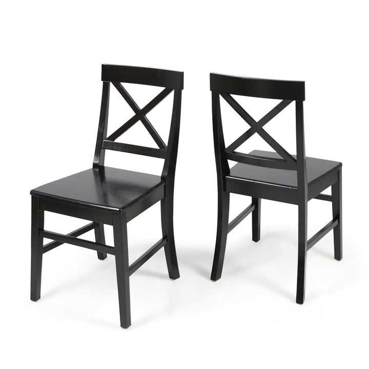 Hitz Solid Wood Cross Back Side Chair (Set of 2) Charlton Home® Color: Black