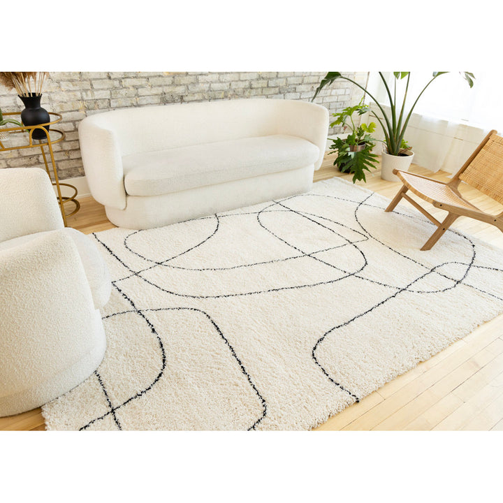 Rectangle Audeliz Abstract Machine Made Power Loom Polypropylene Area Rug in Cream Wade Logan® Rug Size: Rectangle  6'7" x 9'6"