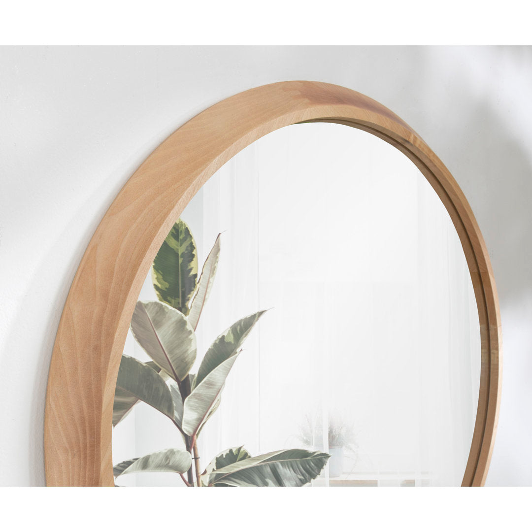 Laylah Wood Framed Mirror 24" Diameter Natural Sand & Stable™