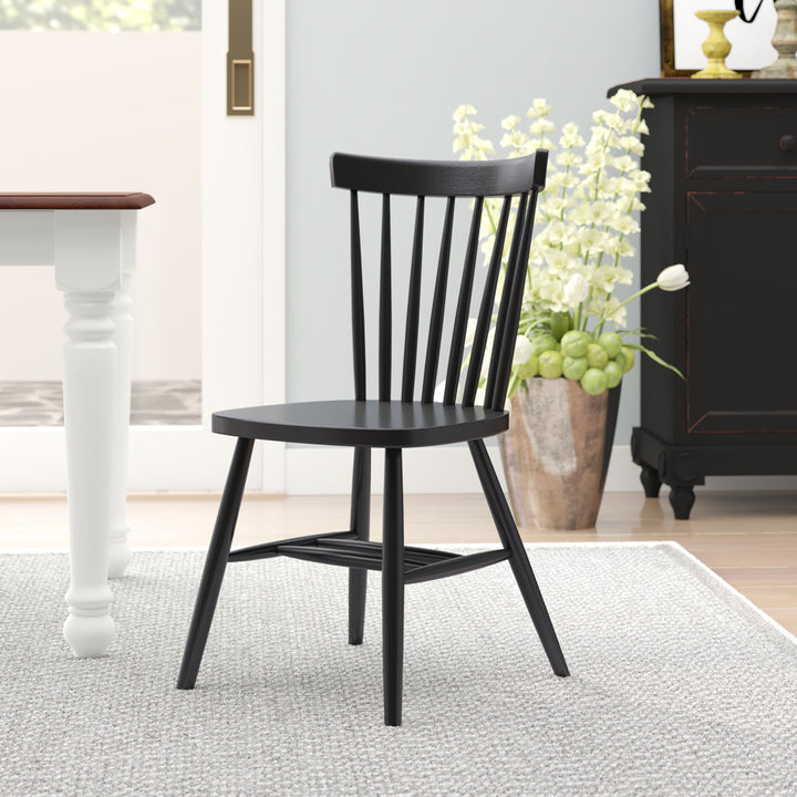 Sofia Solid Wood Slat Back Side Chair August Grove® Color: Black