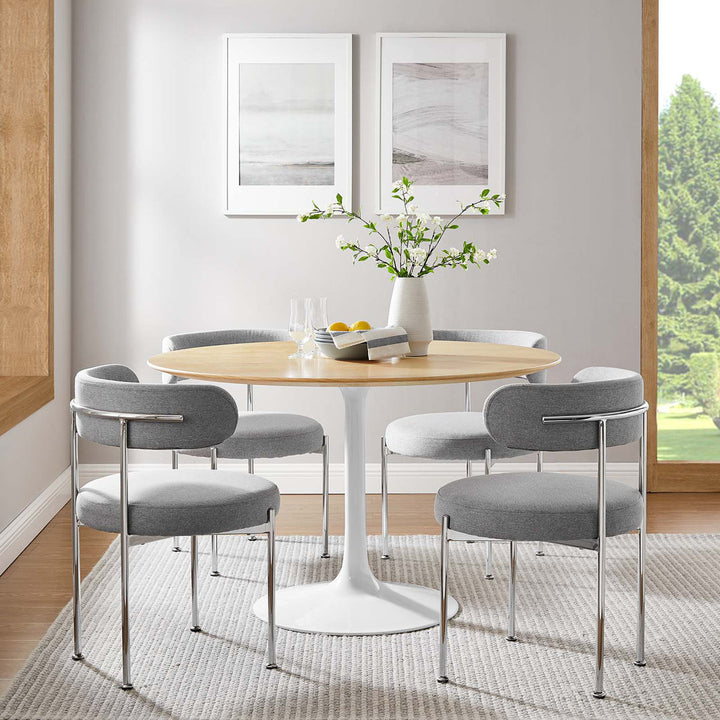 Silver Orchid Fein Oval Dining Table Wade Logan® Base Color: White, Top Color: Natural Size: 48" W x 48" L