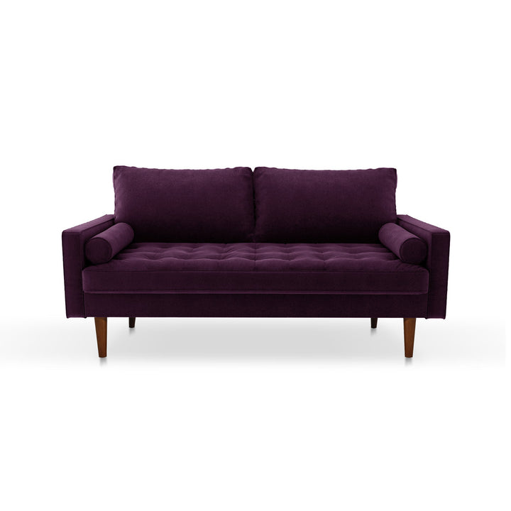 Sellner 70" Velvet Square Arm Tufted Seat Sofa George Oliver Fabric: Eggplant Velvet