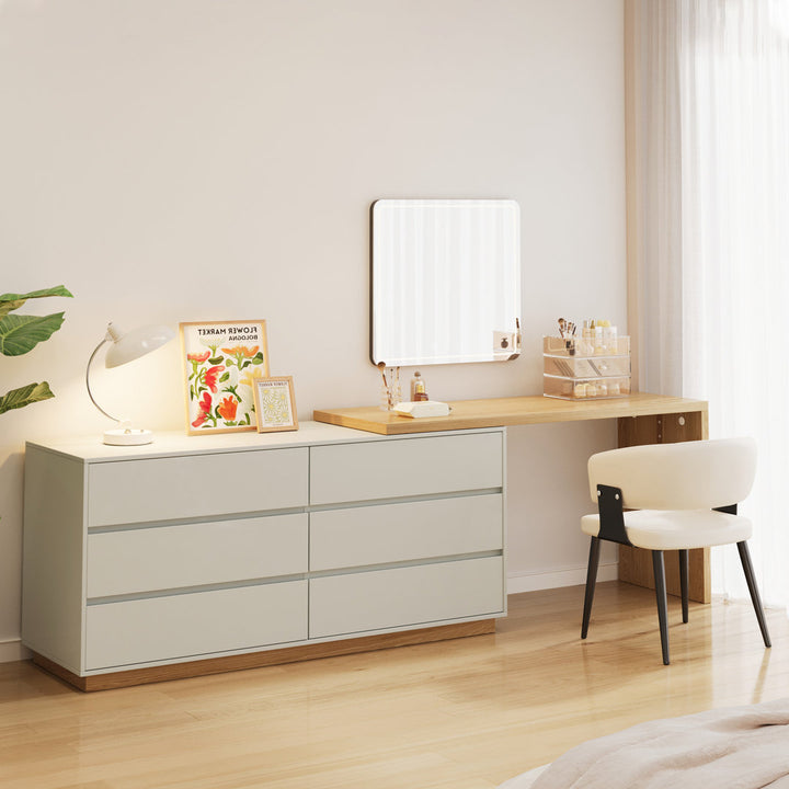 Berek Vanity Extendable Vanity Table with 6 Drawers Modern Home Office Desk Latitude Run®