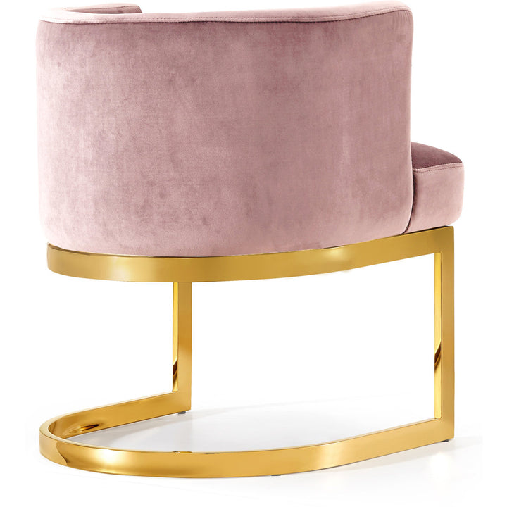 Barnier Wingback Arm Chair Everly Quinn Upholstery Color: Plush Pink, Leg Color: Gold