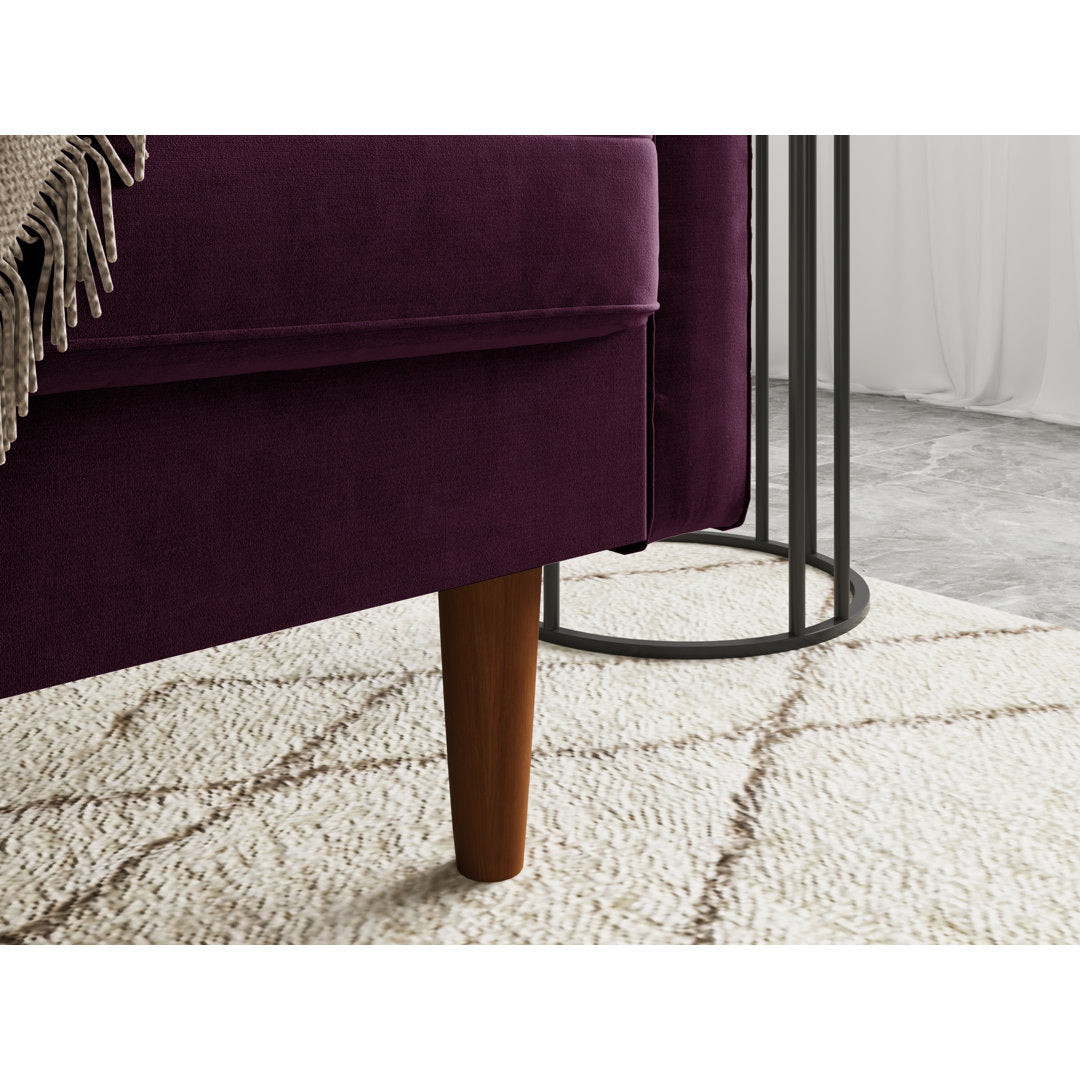 Sellner 70" Velvet Square Arm Tufted Seat Sofa George Oliver Fabric: Eggplant Velvet