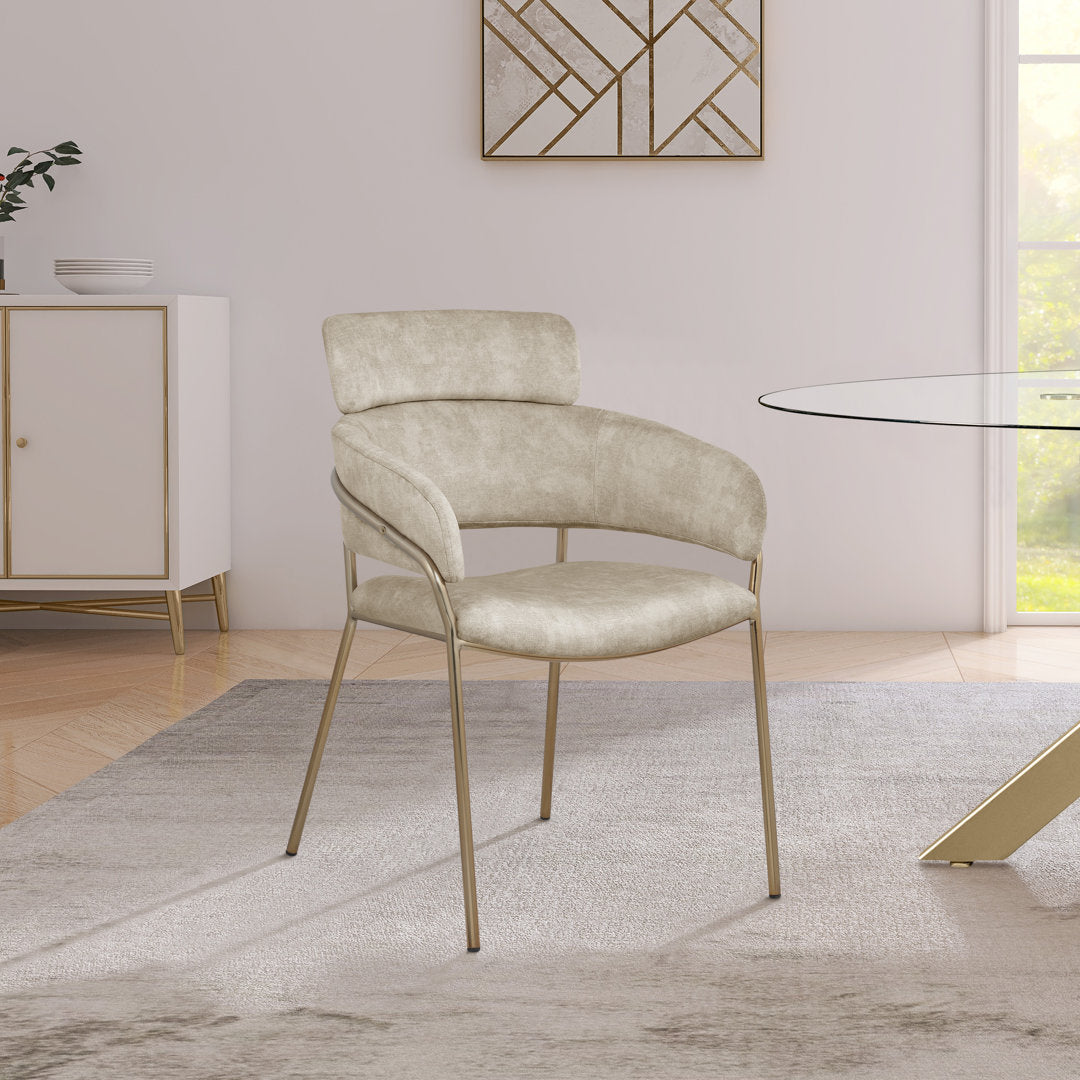 Kirshanpal Velvet Dining Chair (Set of 2) Everly Quinn Upholstery Color: Stone
