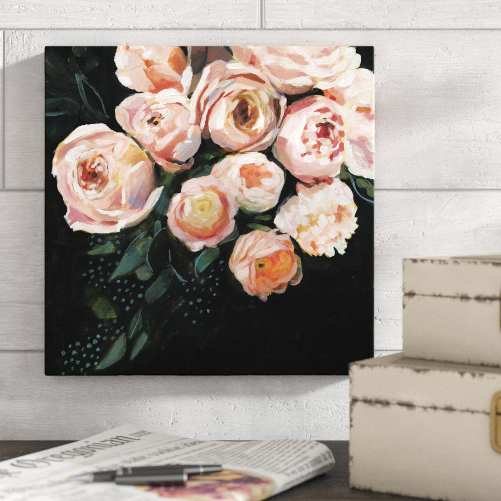 Peachy Blooms II' by Victoria Borges - Wrapped Canvas Painting on Canvas Winston Porter Size: 12" H x 12" W