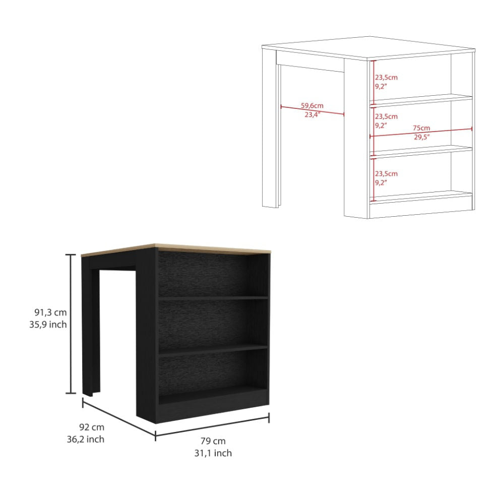 Tanna 36" Kitchen Counter Island Red Barrel Studio® Base Finish: Black Wengue