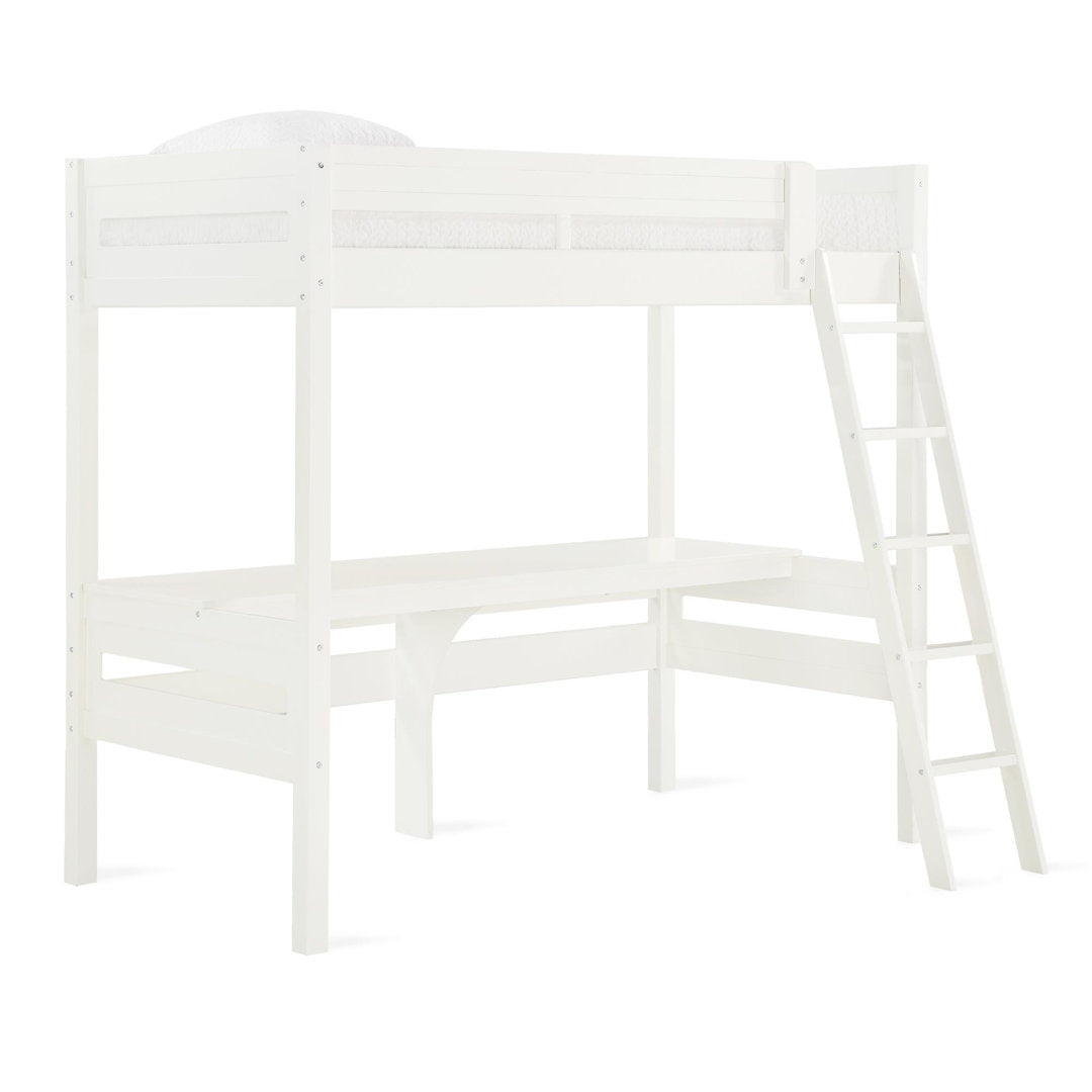 Everiz Twin Solid Wood Loft Bed with Built-in-Desk by Isabelle & Max™ Isabelle & Max™ Bed Frame Color: Off-White