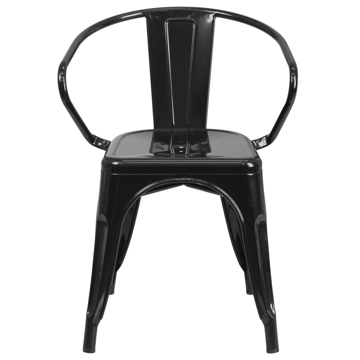 Hucheson Metal Indoor-Outdoor Chair with Arms Flash Furniture Seat Finish: Black