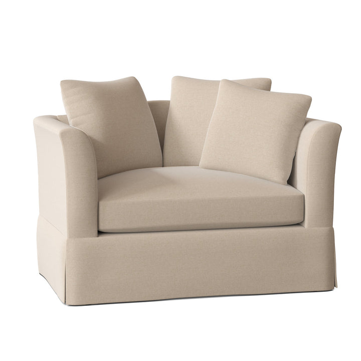 Charlene 50" Wide Armchair Highland Dunes Body Fabric: Crafty Sand, Throw Pillow Fabric: Crafty Linen