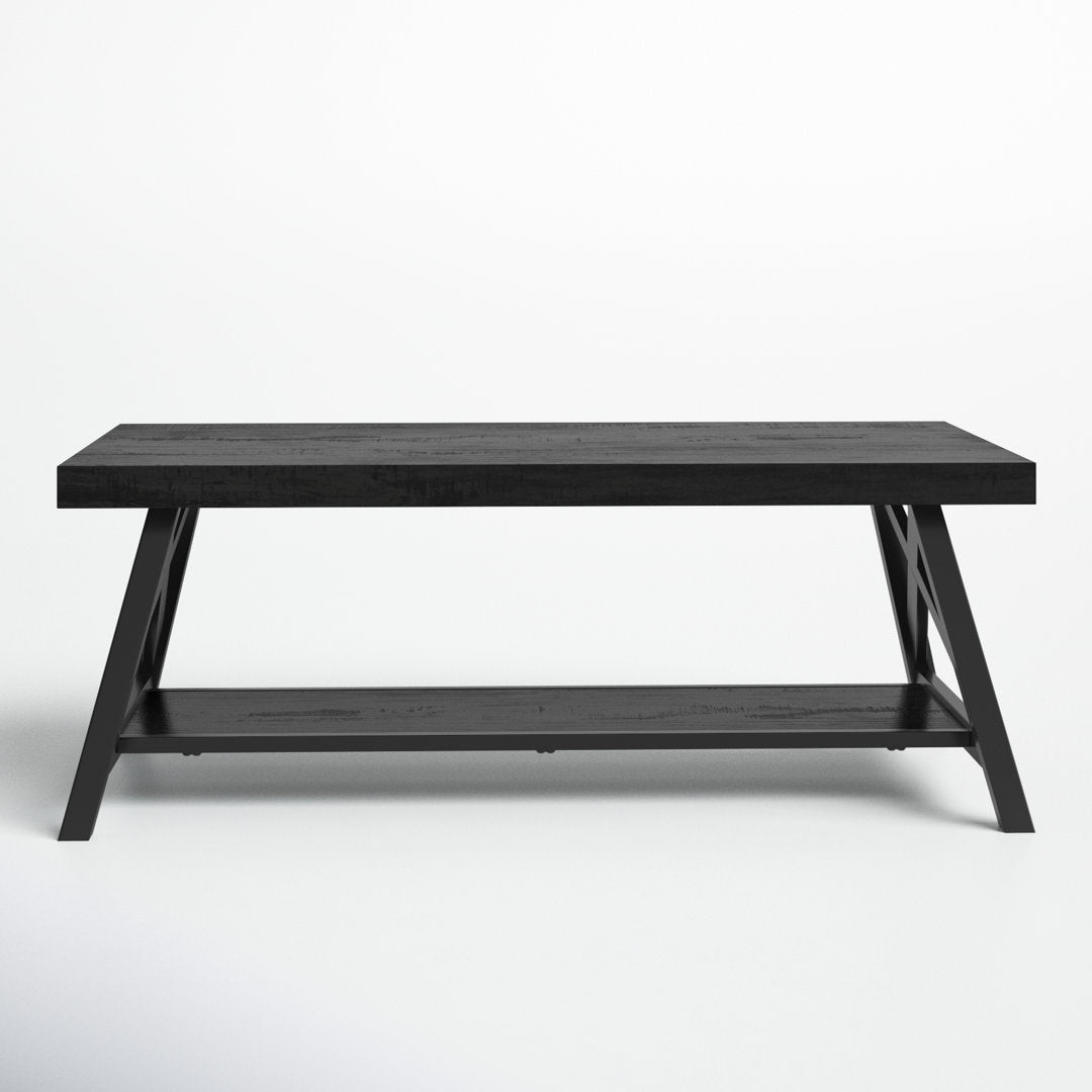 Isakson Trestle Coffee Table with Storage Laurel Foundry Modern Farmhouse® Table Top Color: Black