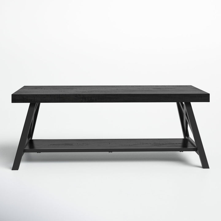 Isakson Trestle Coffee Table with Storage Laurel Foundry Modern Farmhouse® Table Top Color: Black