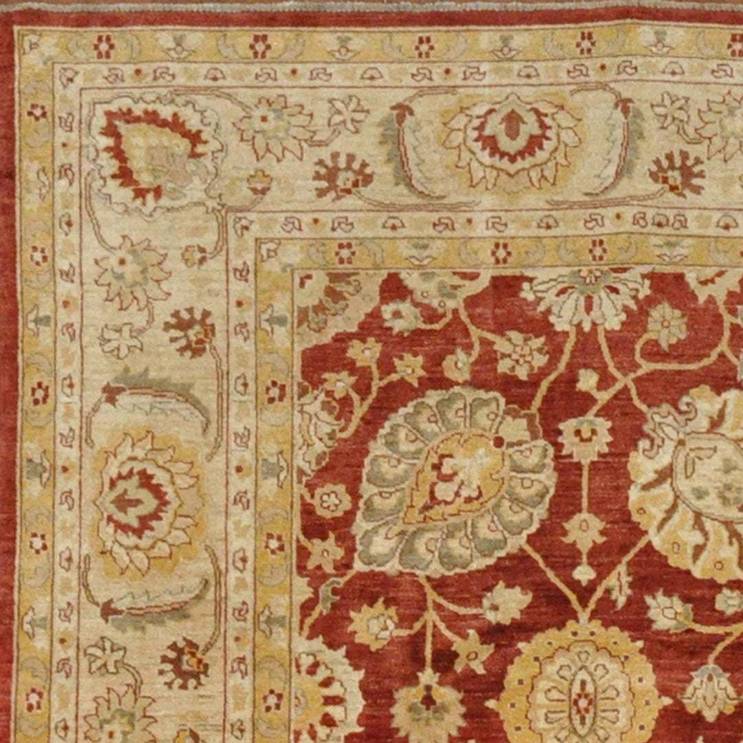 Hand-Knotted Vegetable Dye Oushak Wool Rug Herat Oriental