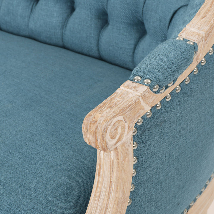 Atenea 49.5'' Upholstered & Birch Wood Loveseat August Grove® Upholstery Color: Blue
