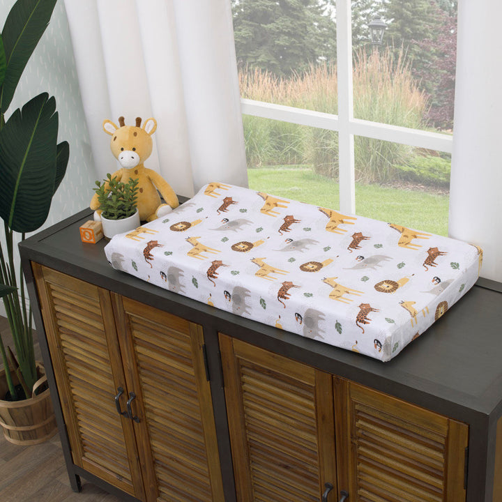 Danielle Animal Super Soft Changing Pad Cover Indigo Safari