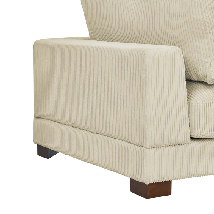 Andreco 144" Wide Reversible Modular Corner Sectional with Ottoman Wade Logan® Body Fabric: Beige Corduroy