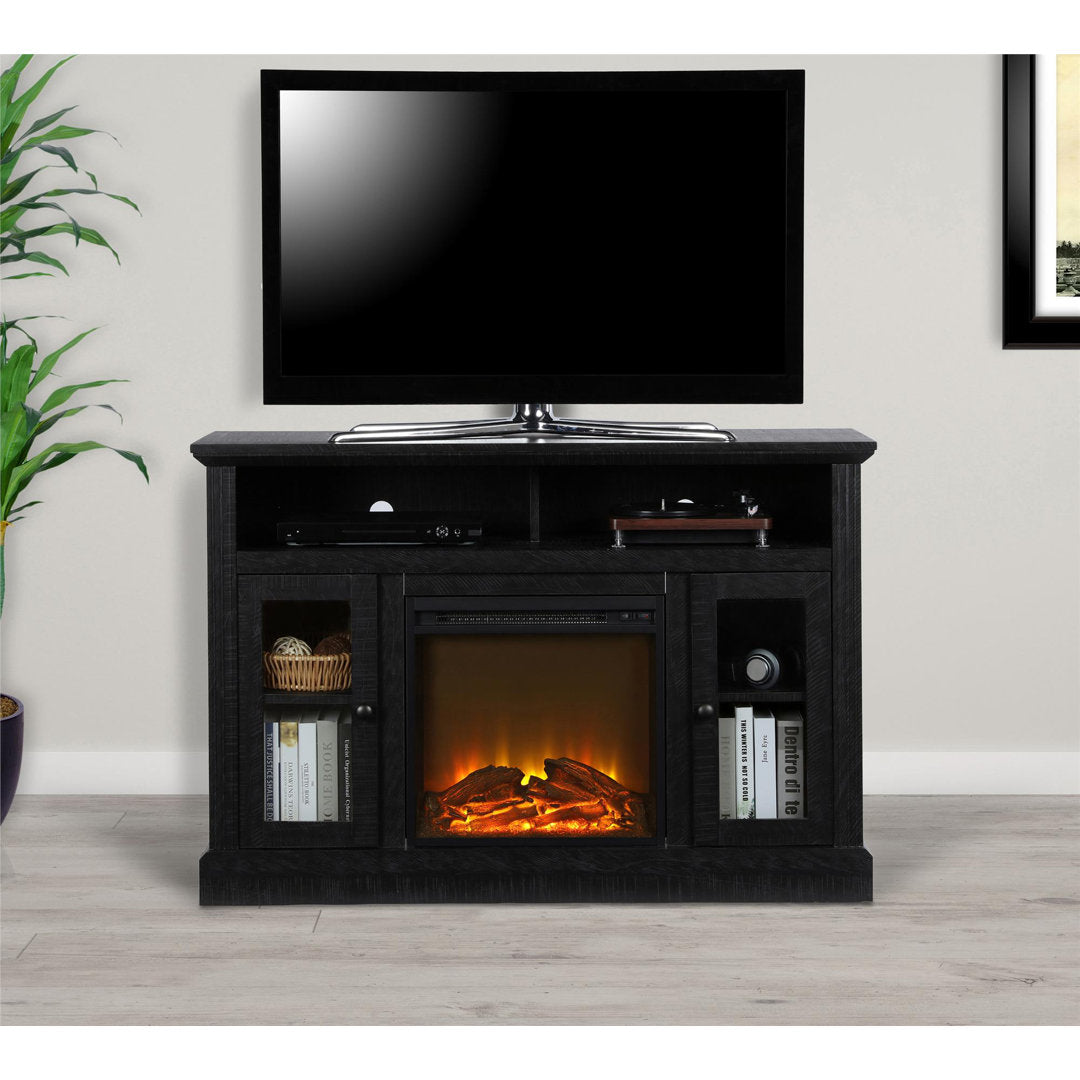 Tucci TV Stand for TVs up to 50" with Electric Fireplace Included Darby Home Co Color: Black