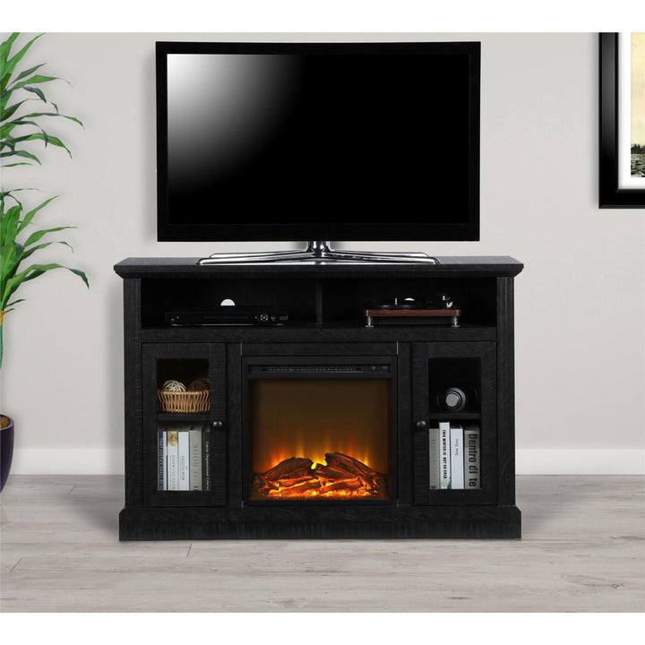 Tucci TV Stand for TVs up to 50" with Electric Fireplace Included Darby Home Co Color: Black