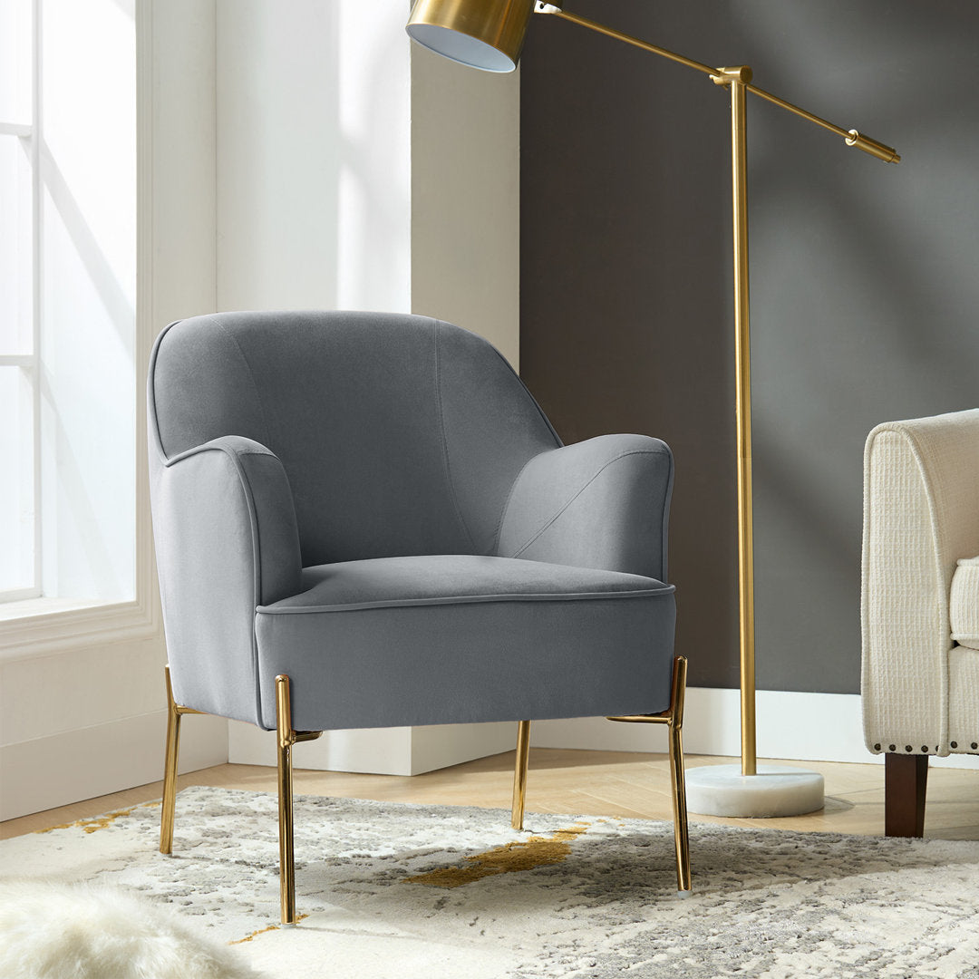 Cleo 26" Wide Contemporary Chair with Recessed Arms Etta Avenue™ Fabric: Pewter Velvet