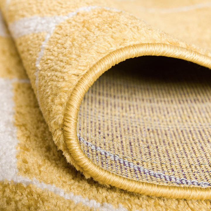 Debrodie Geometric Yellow Area Rug George Oliver Rug Size: Round 4'1"