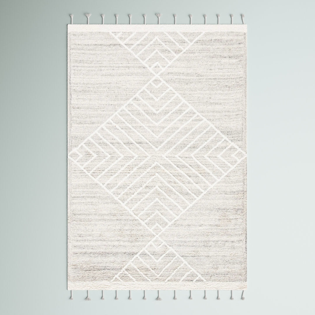 Adelia Geometric Hand Tufted Wool Beige Area Rug Steelside™ Rug Size: Rectangle 10' x 14'