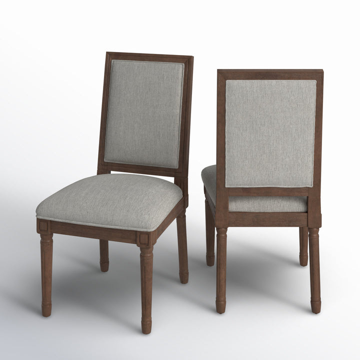 Libretto Solid Wood Side Chair (Set of 2) Kelly Clarkson Home Upholstery Color: Gray Linen, Leg Color: Brown