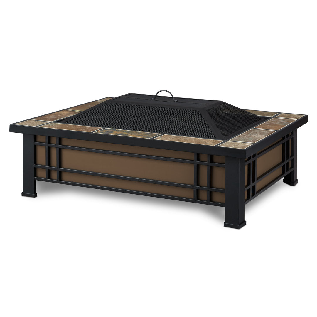 Hamilton Steel Wood Burning Fire Pit Table Real Flame